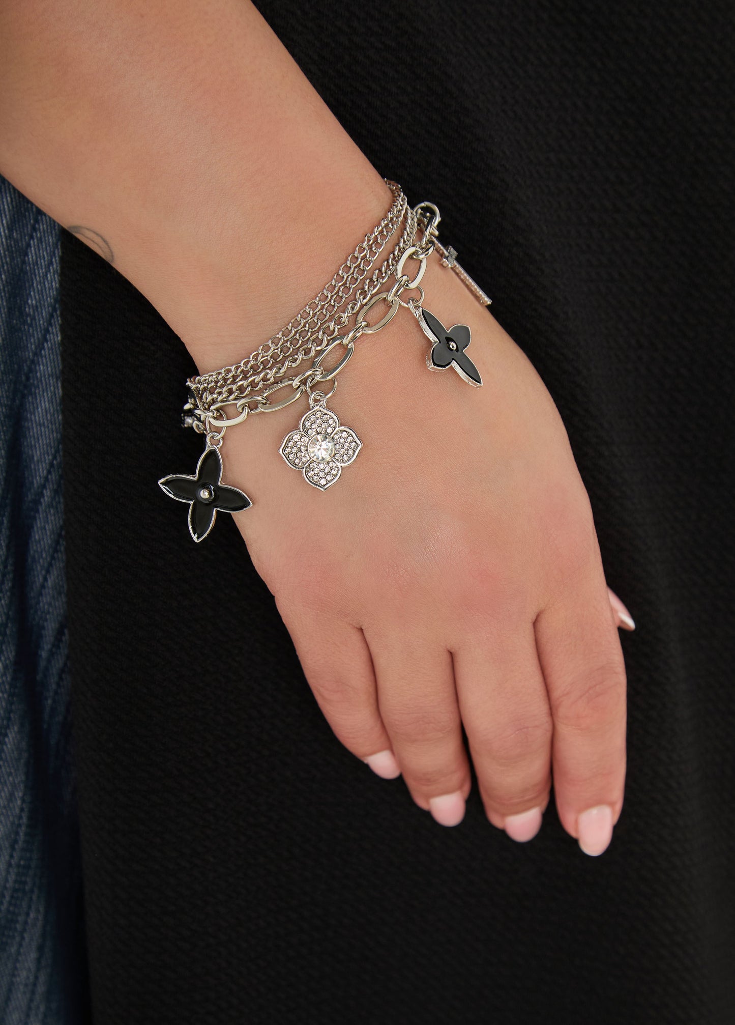 Ashley Stewart Layered Charm Bracelet Silver