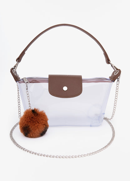 Ashley Stewart Faux Leather Trimmed Clear Bag Clear