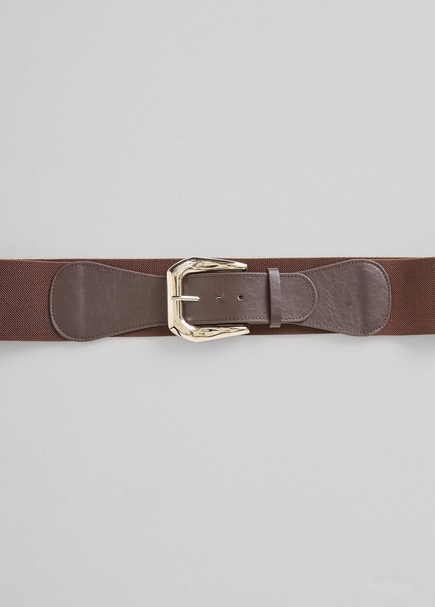 Ashley Stewart Hammered Silver Buckle Belt Chocolate Brown