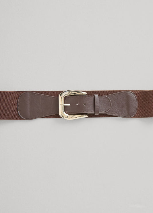 Ashley Stewart Hammered Silver Buckle Belt Chocolate Brown