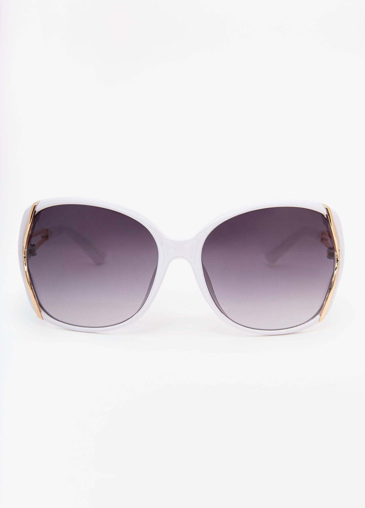 Ashley Stewart Cutout Round Frame Sunglasses White