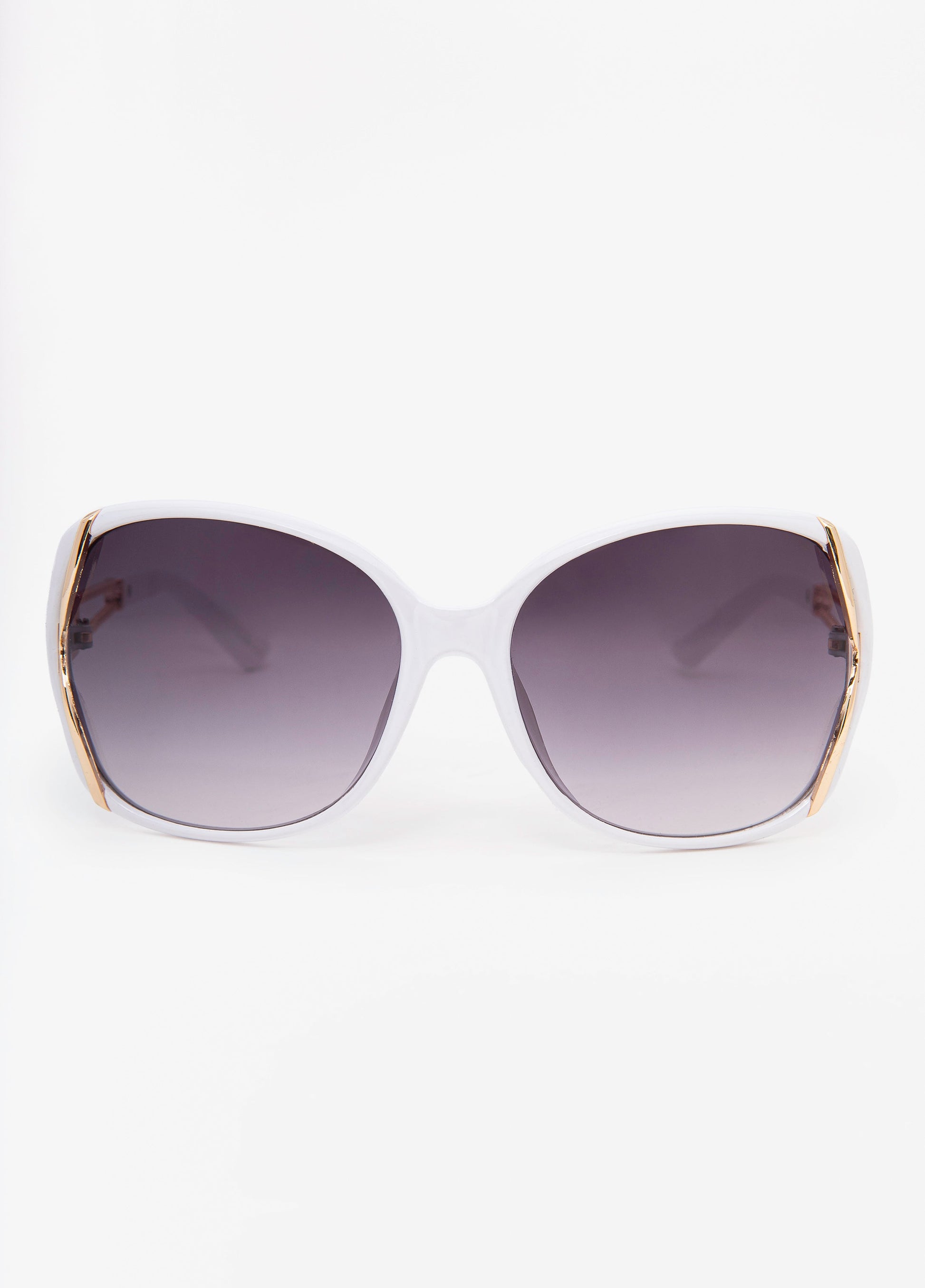 Ashley Stewart Cutout Round Frame Sunglasses White