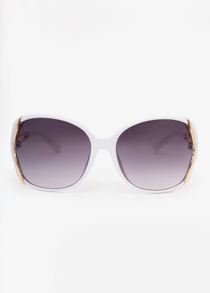 Ashley Stewart Cutout Round Frame Sunglasses White