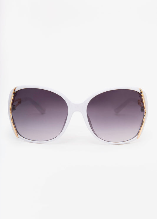 Ashley Stewart Cutout Round Frame Sunglasses White