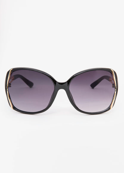 Ashley Stewart Cutout Round Sunglasses Black