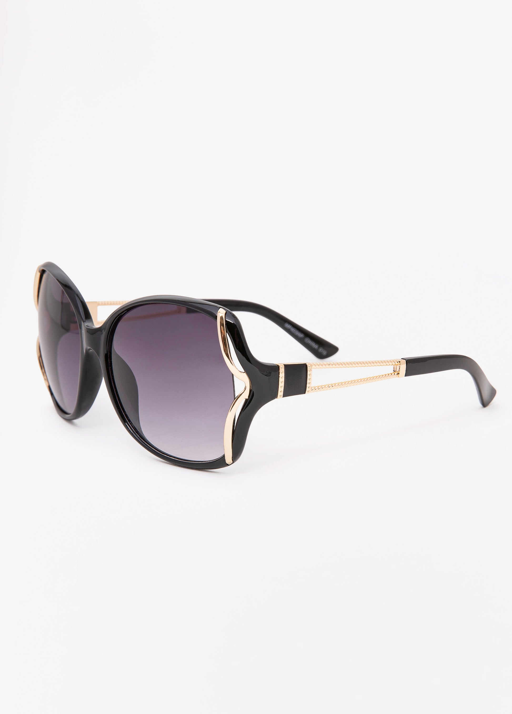 Ashley Stewart Cutout Round Sunglasses Black