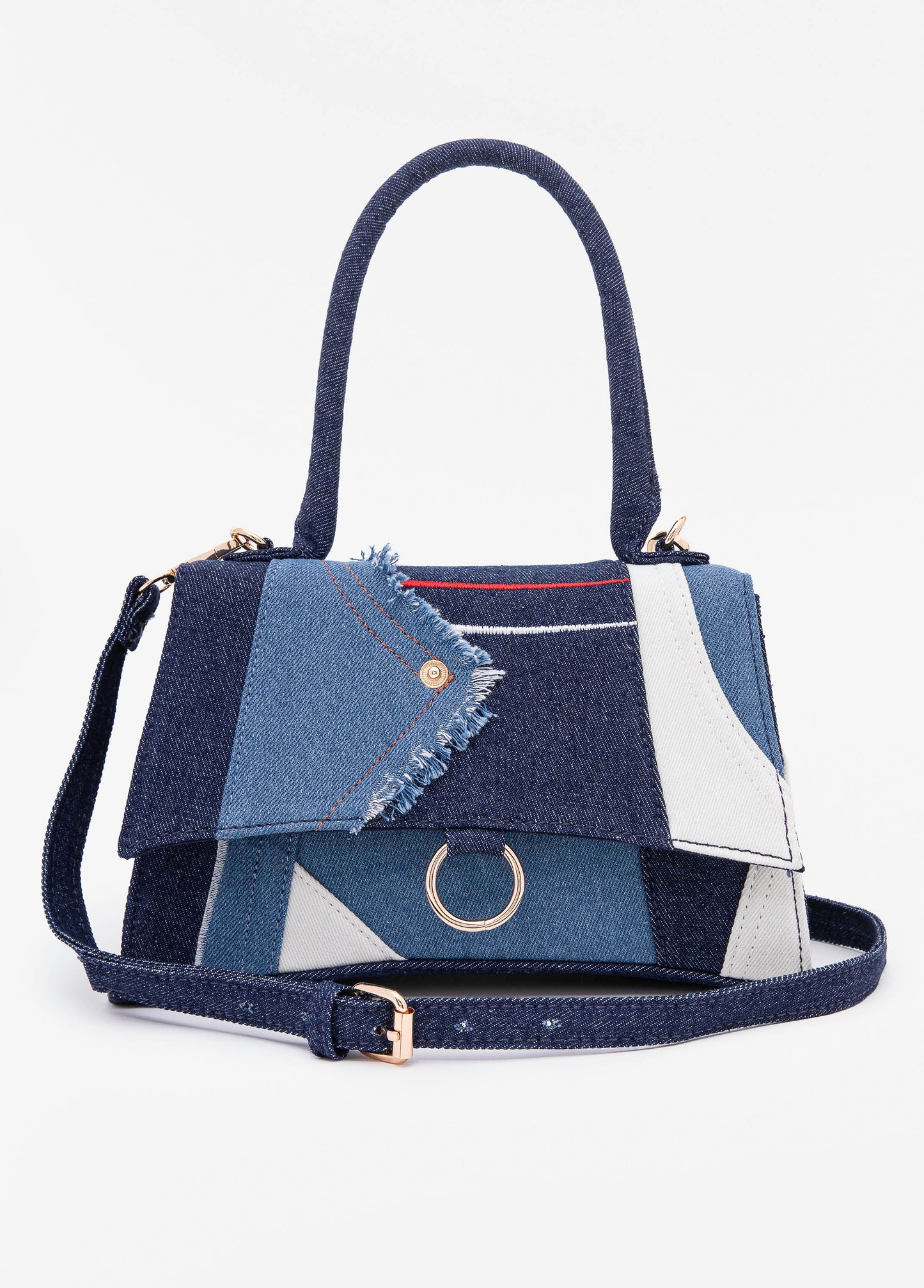 Ashley Stewart Patchwork Denim Crossbody Bag Denim