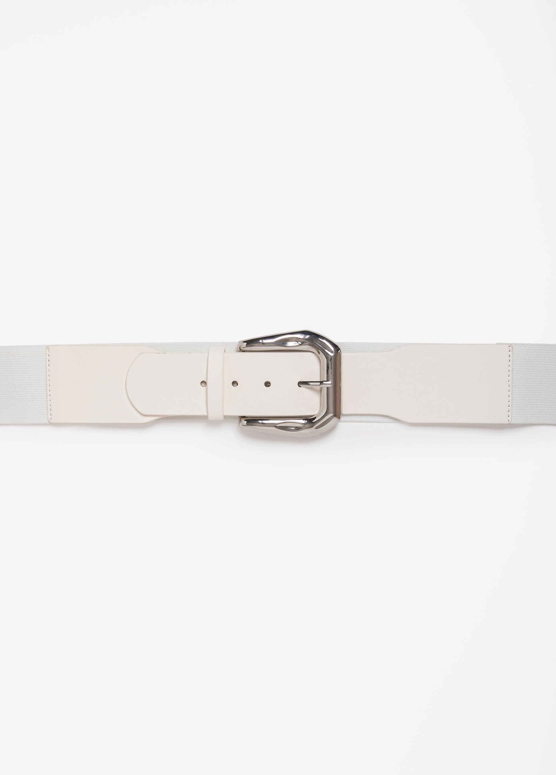 Ashley Stewart Hammered Buckle Stretch Belt White