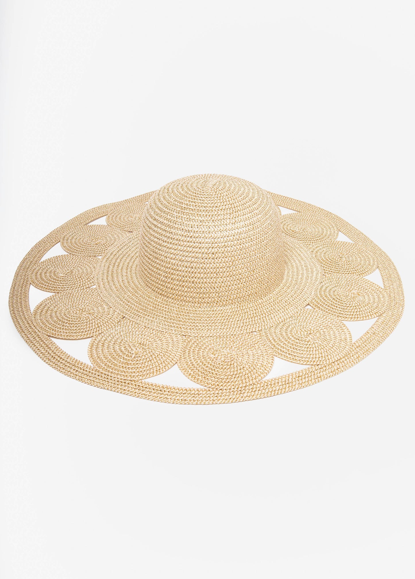 Ashley Stewart Metallic Cutout Straw Hat Natural
