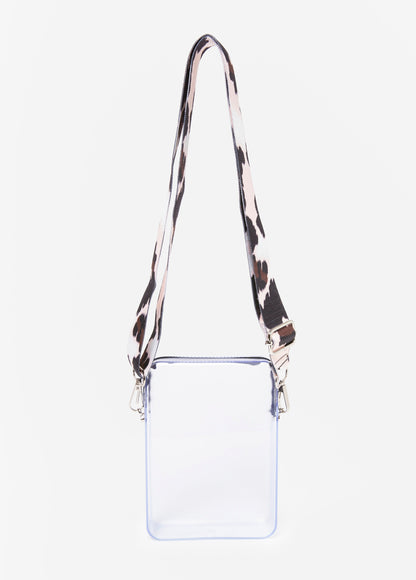 Ashley Stewart Cow Print Trimmed Clear Camera Bag Clear
