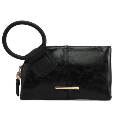 Ashley Stewart Simone Textured Wristlet Charcoal Grey