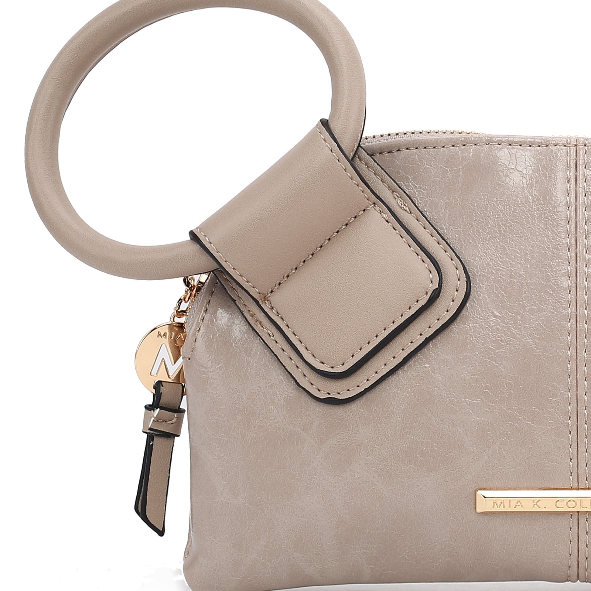 Ashley Stewart Simone Textured Wristlet Charcoal Grey
