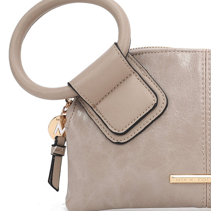 Ashley Stewart Simone Textured Wristlet Charcoal Grey