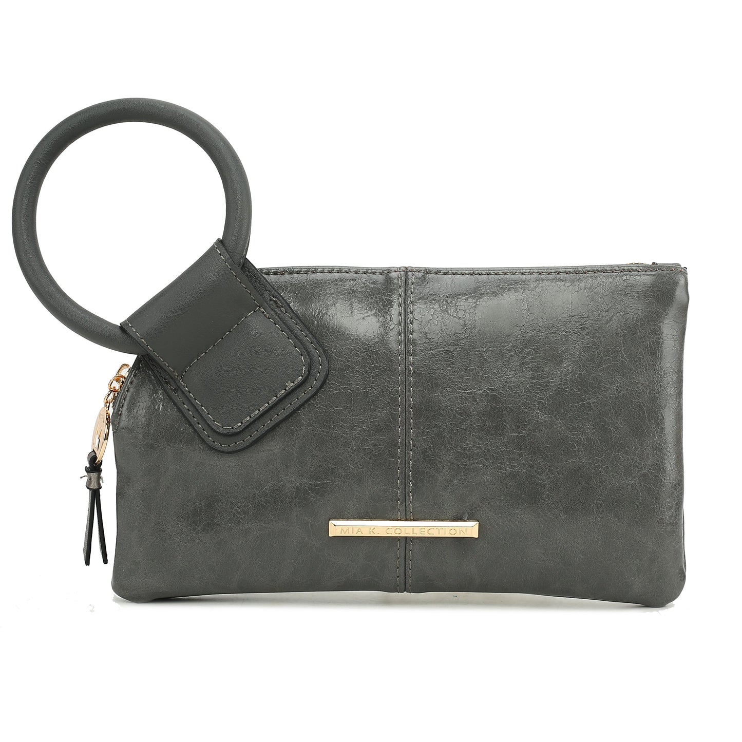 Ashley Stewart Simone Textured Wristlet Charcoal Grey