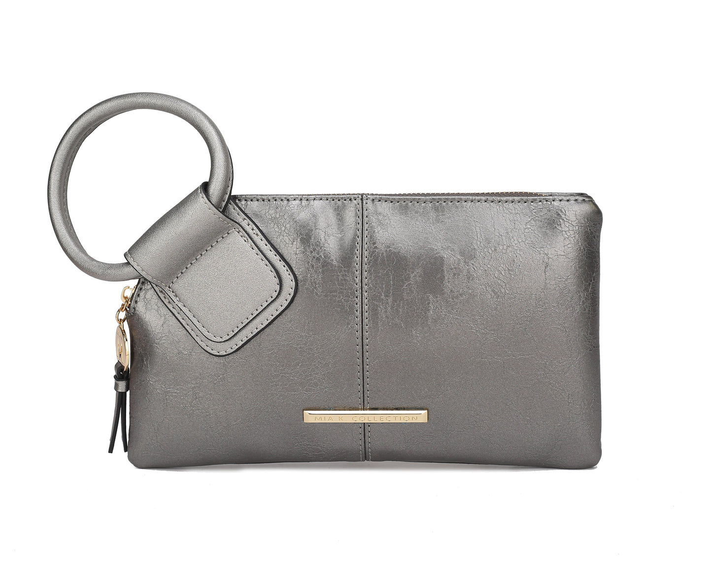 Ashley Stewart Simone Textured Wristlet Charcoal Grey