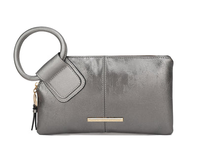 Ashley Stewart Simone Textured Wristlet Charcoal Grey