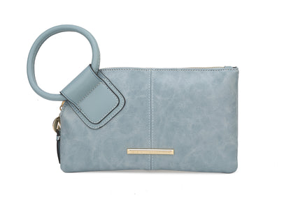 Ashley Stewart Simone Textured Wristlet Charcoal Grey
