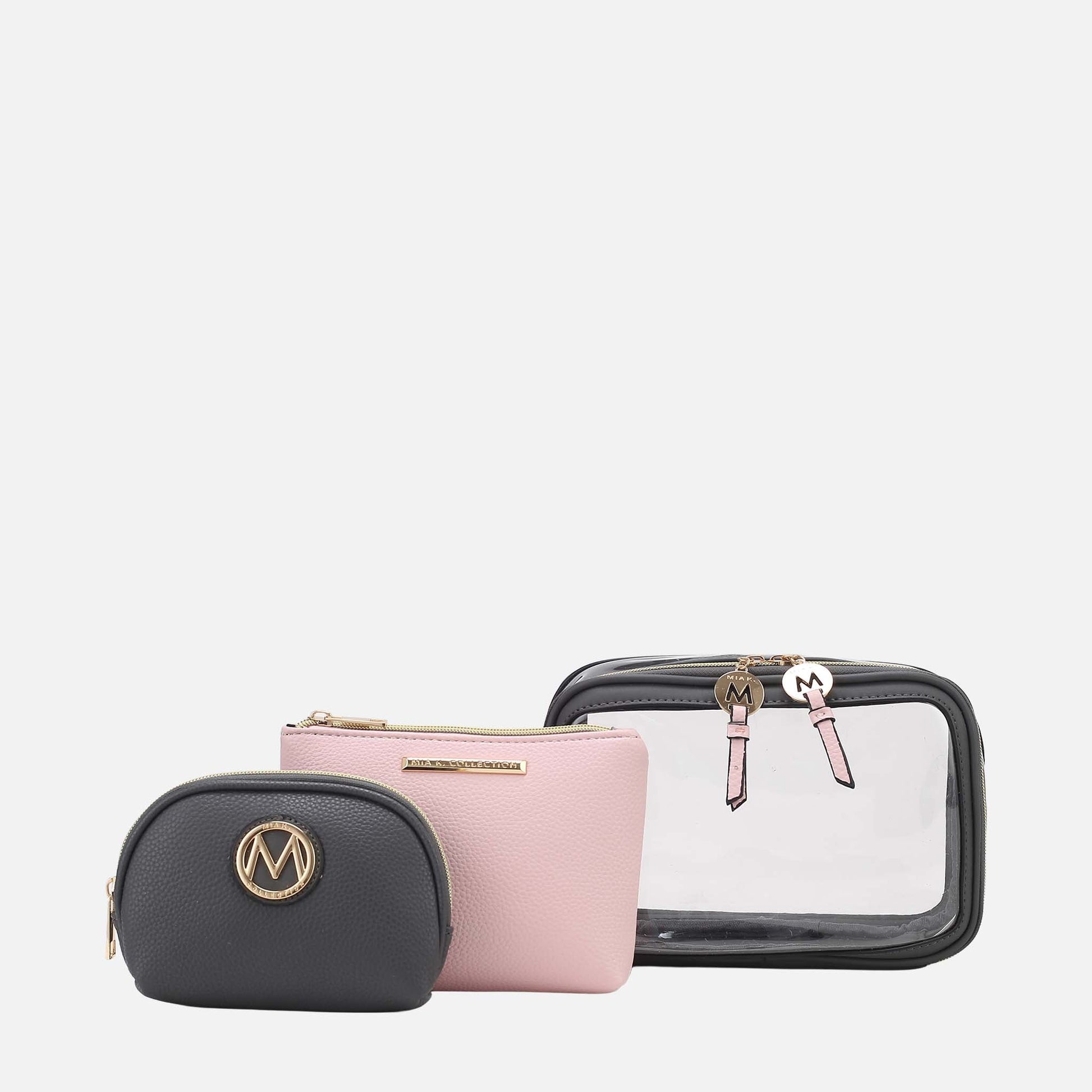 Ashley Stewart Laura Cosmetic Case Set Charcoal Grey