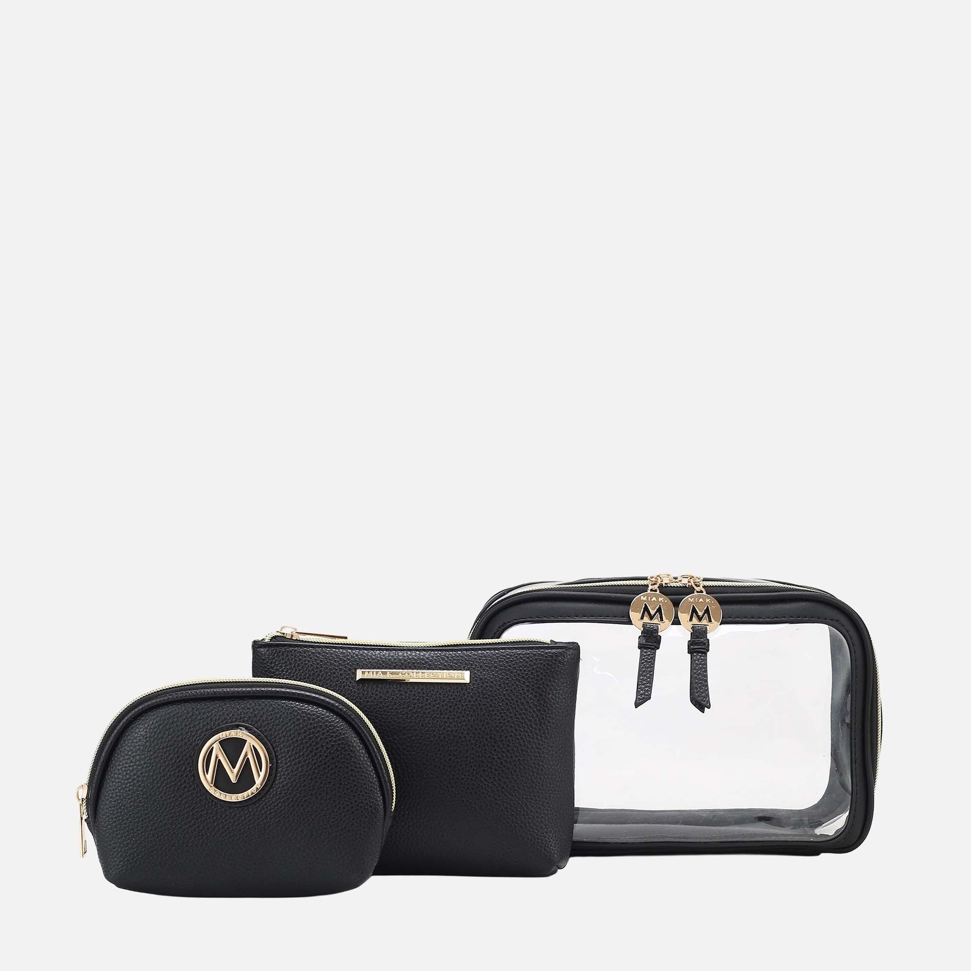 Ashley Stewart Laura Cosmetic Case Set Charcoal Grey