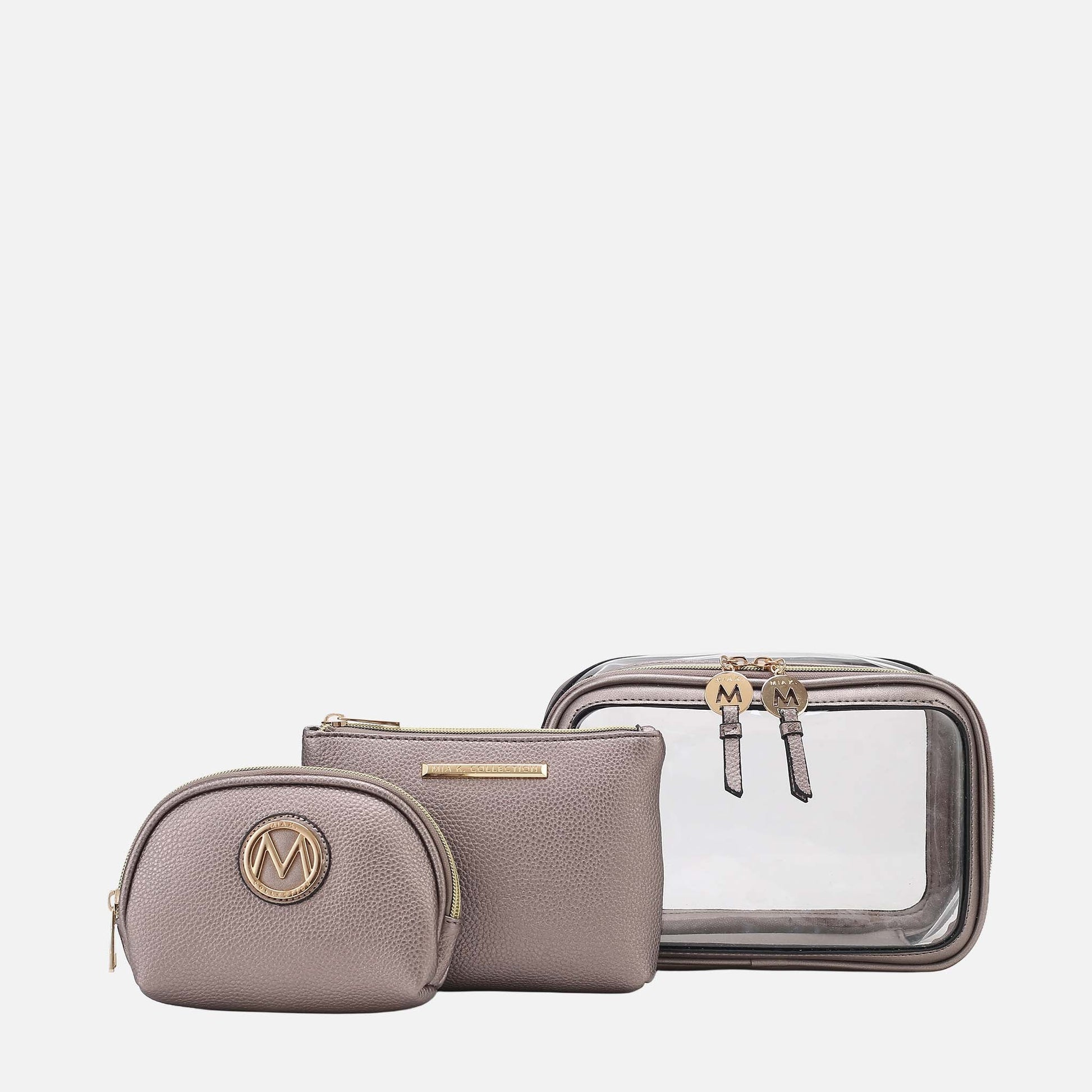 Ashley Stewart Laura Cosmetic Case Set Charcoal Grey