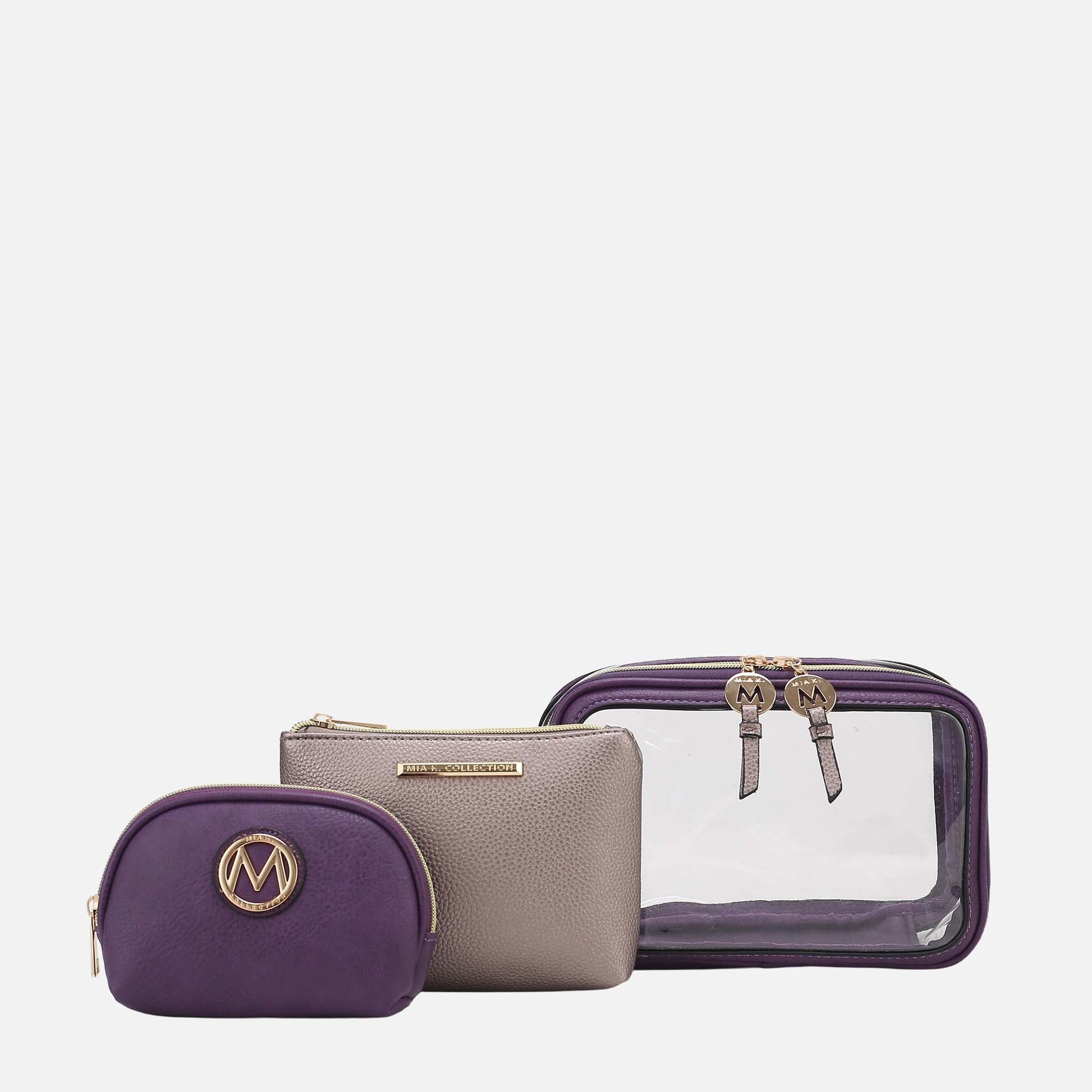 Ashley Stewart Laura Cosmetic Case Set Charcoal Grey