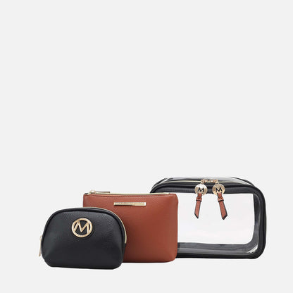 Ashley Stewart Laura Cosmetic Case Set Charcoal Grey