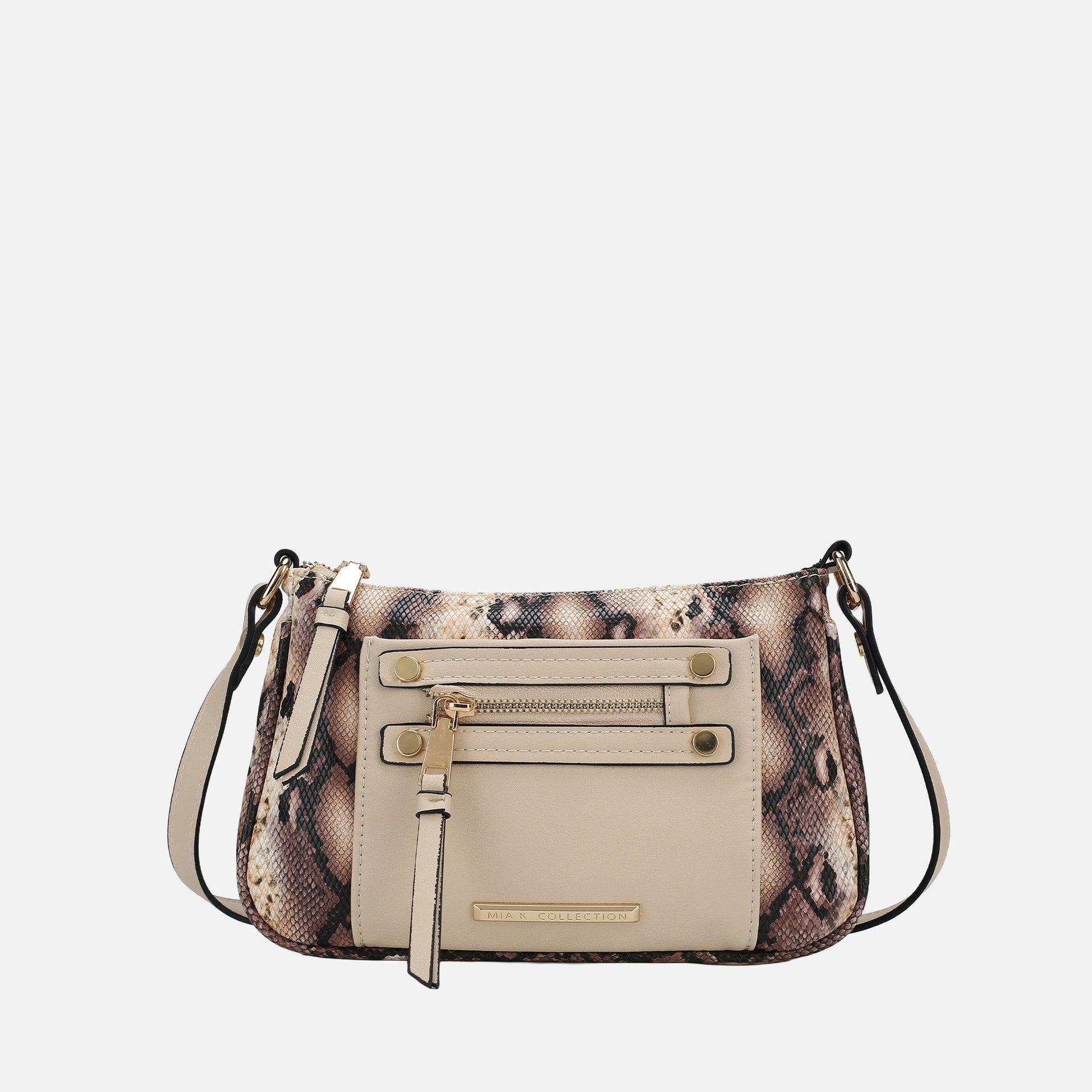 Ashley Stewart Essie Snake Effect Crossbody Bag Snake Beige