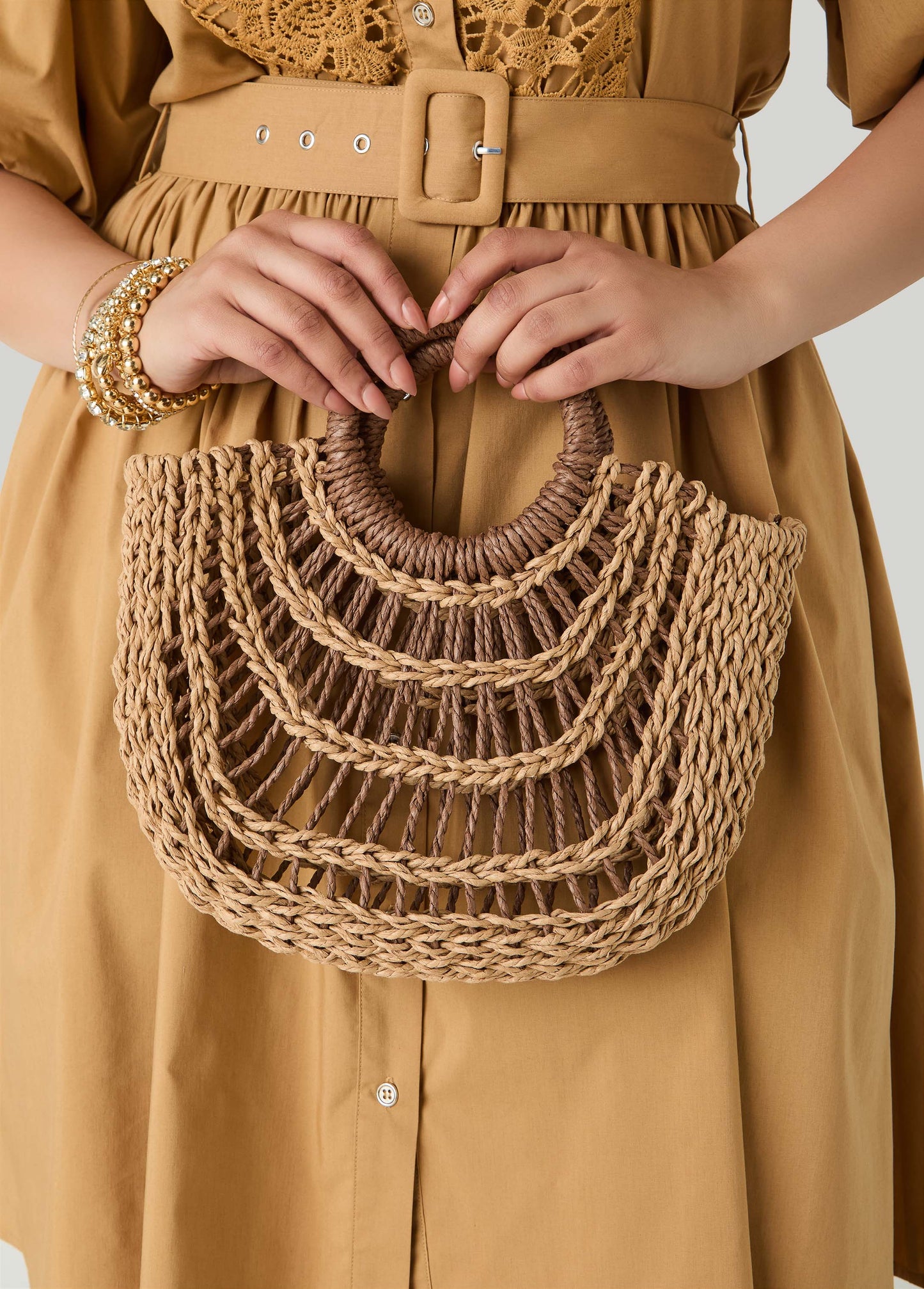 Ashley Stewart Braided Straw Tote Natural
