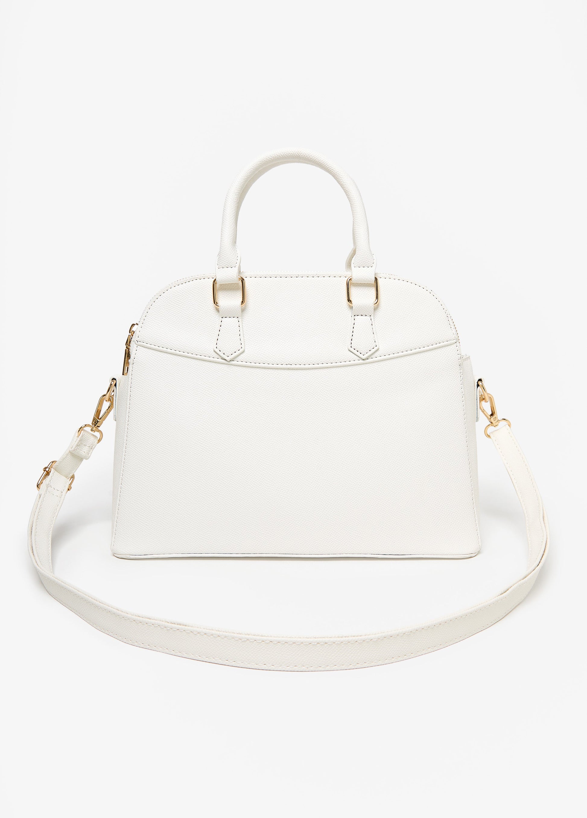 Ashley Stewart Textured Top Handle Satchel White