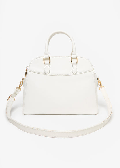 Ashley Stewart Textured Top Handle Satchel White