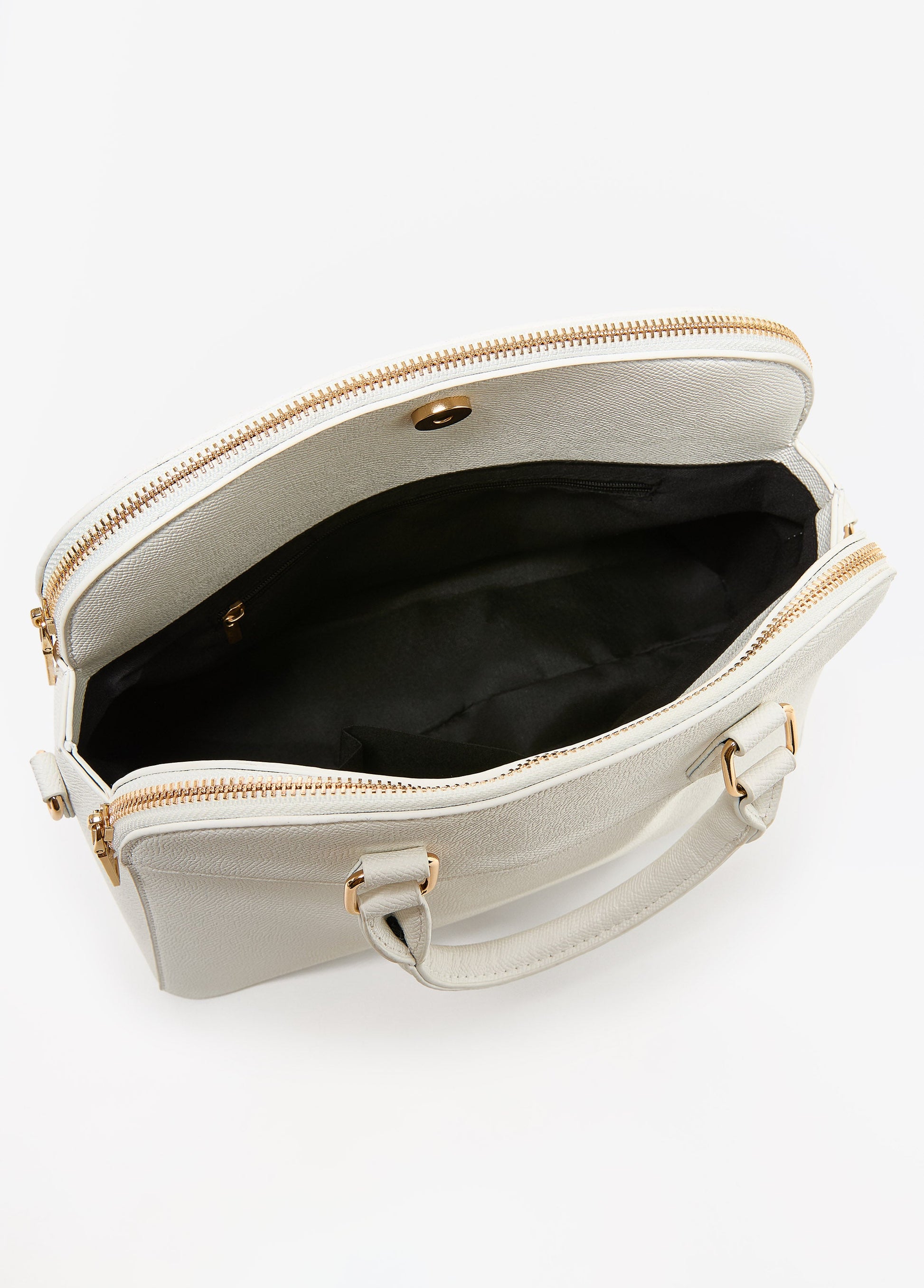 Ashley Stewart Textured Top Handle Satchel White