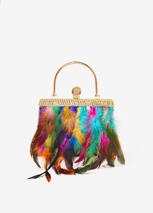 Ashley Stewart Trendy clutch feathered evening bags affordable luxury shoulder bag Multi