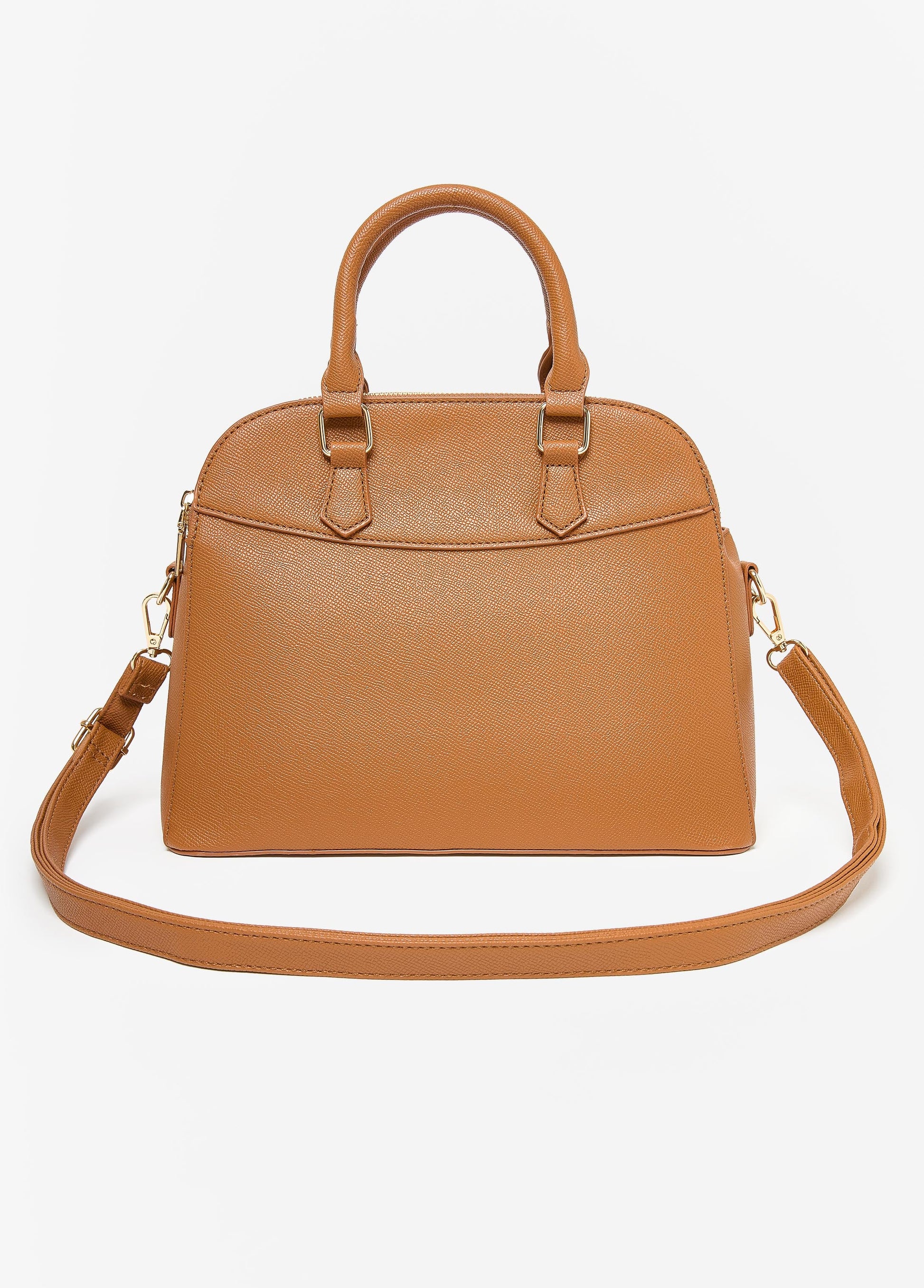 Ashley Stewart Faux Leather Satchel Caramel Cafe