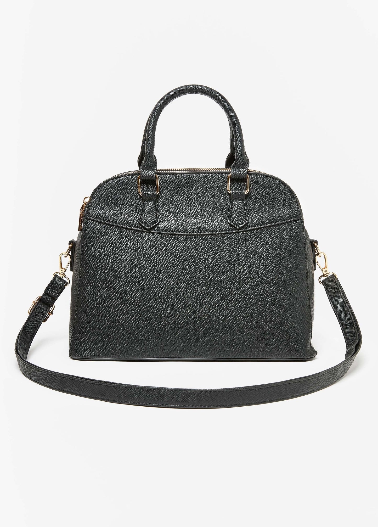 Ashley Stewart Textured Faux Leather Satchel Black