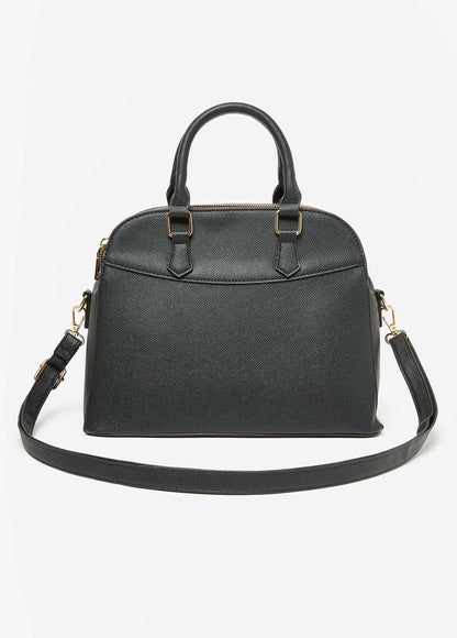 Ashley Stewart Textured Faux Leather Satchel Black