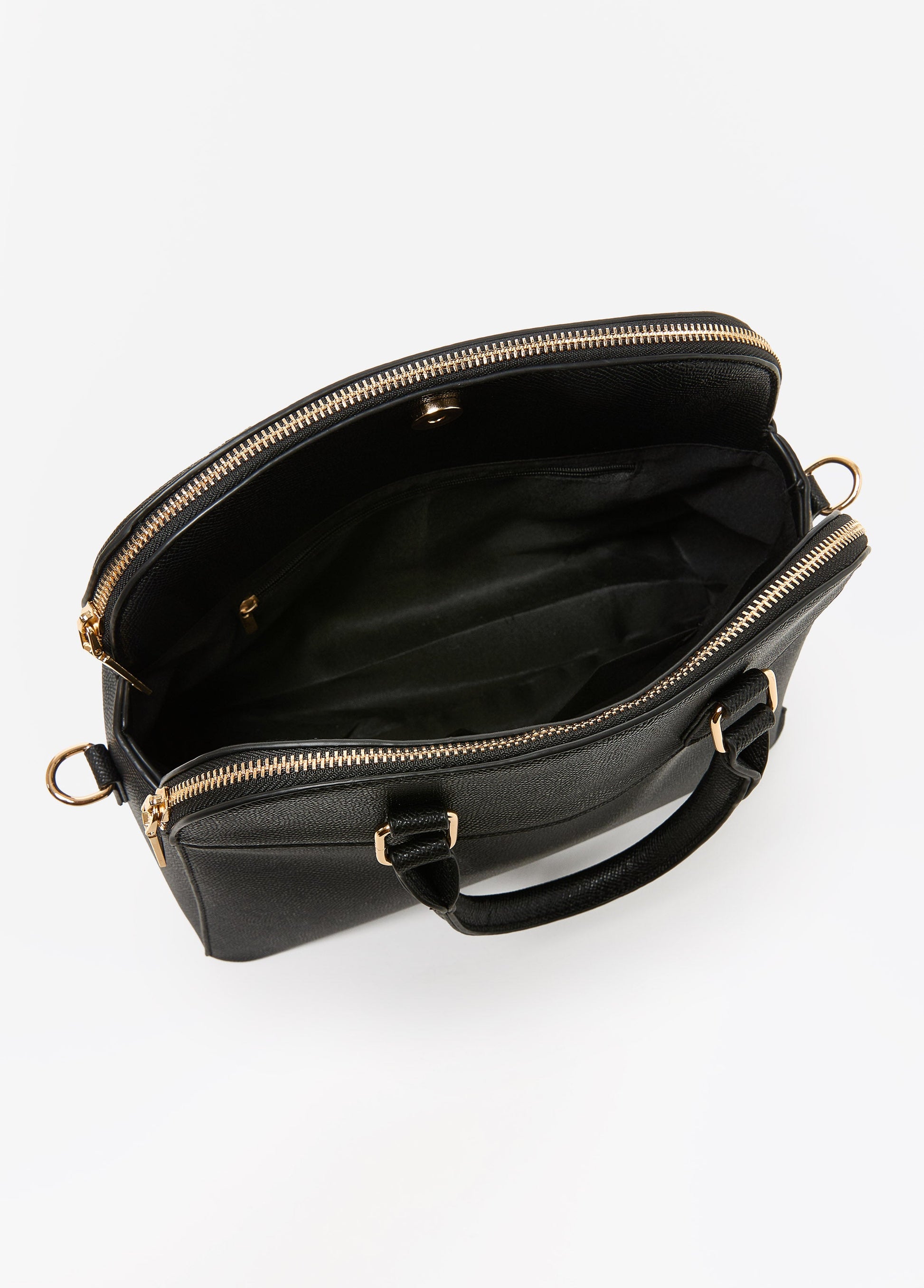 Ashley Stewart Textured Faux Leather Satchel Black