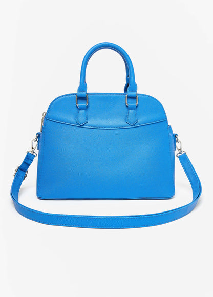 Ashley Stewart Faux Leather Top Handle Satchel Victoria Blue