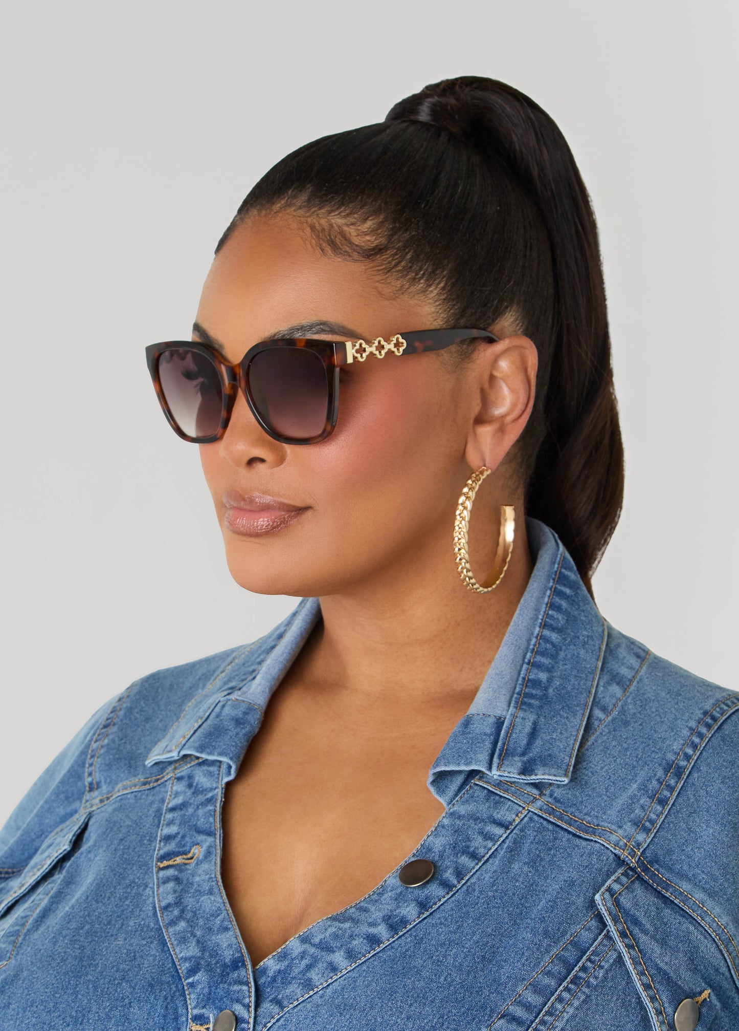 Ashley Stewart Cutout Tortoiseshell Sunglasses TORT