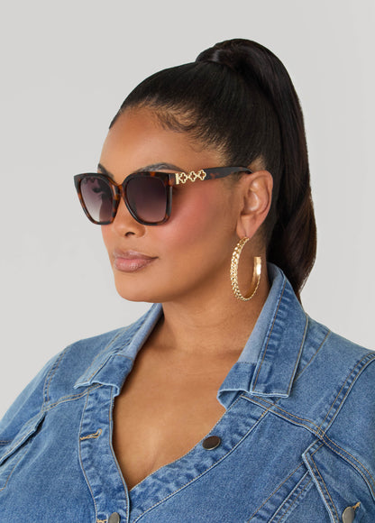 Ashley Stewart Cutout Tortoiseshell Sunglasses TORT