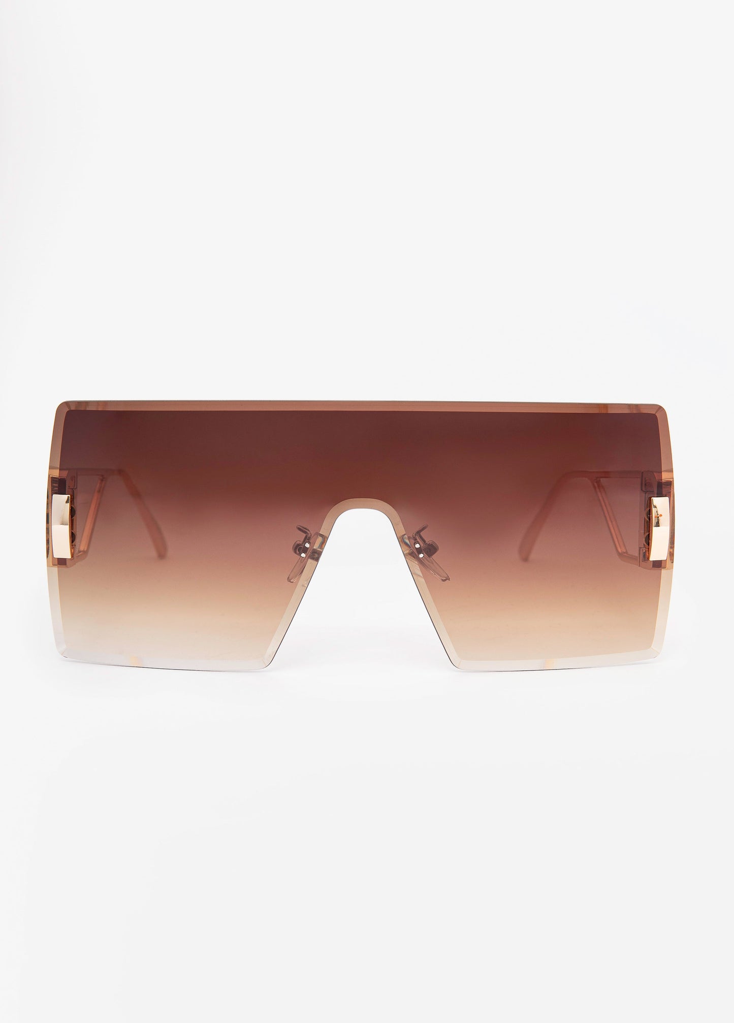 Ashley Stewart Rimless Shield Sunglasses Brown