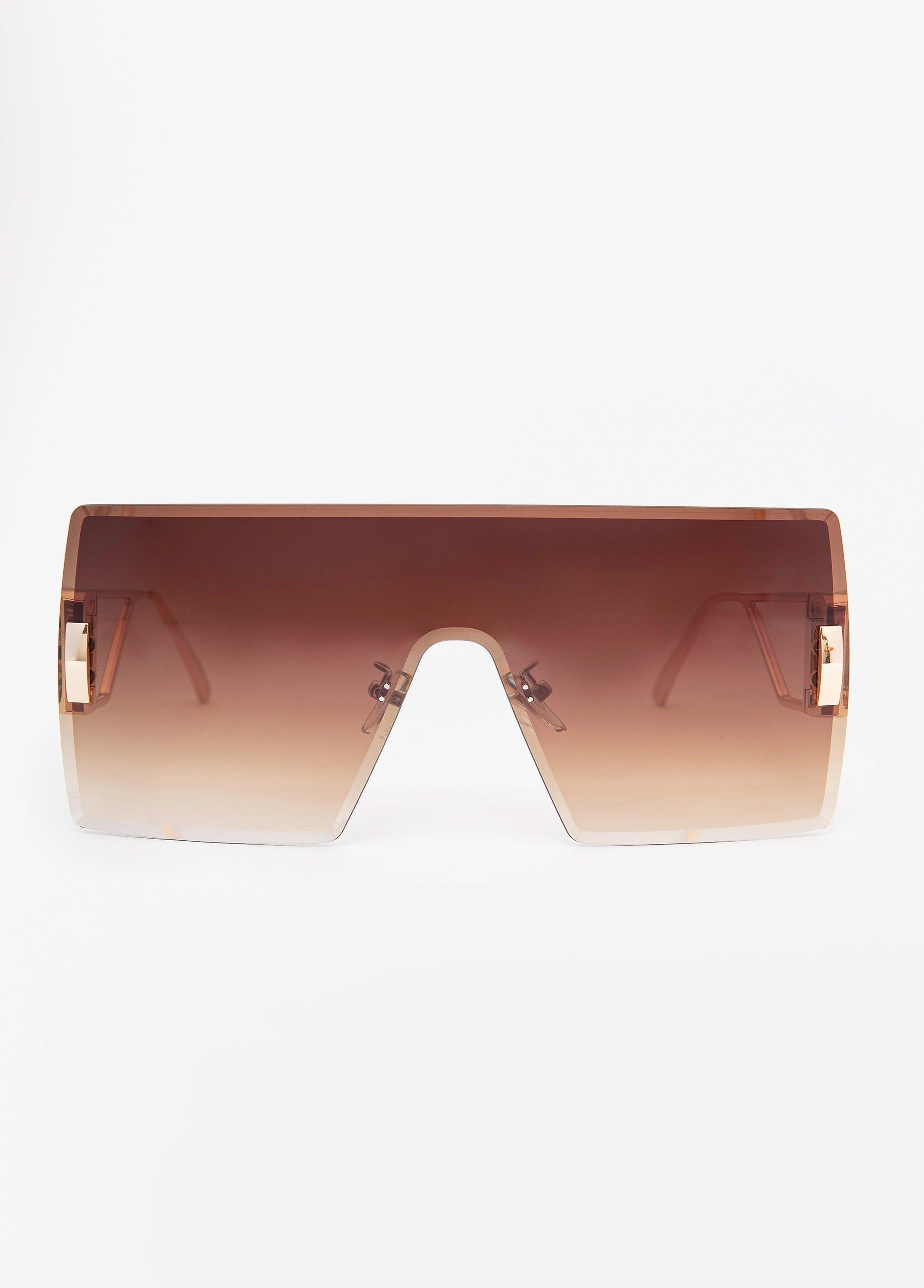 Ashley Stewart Rimless Shield Sunglasses Brown