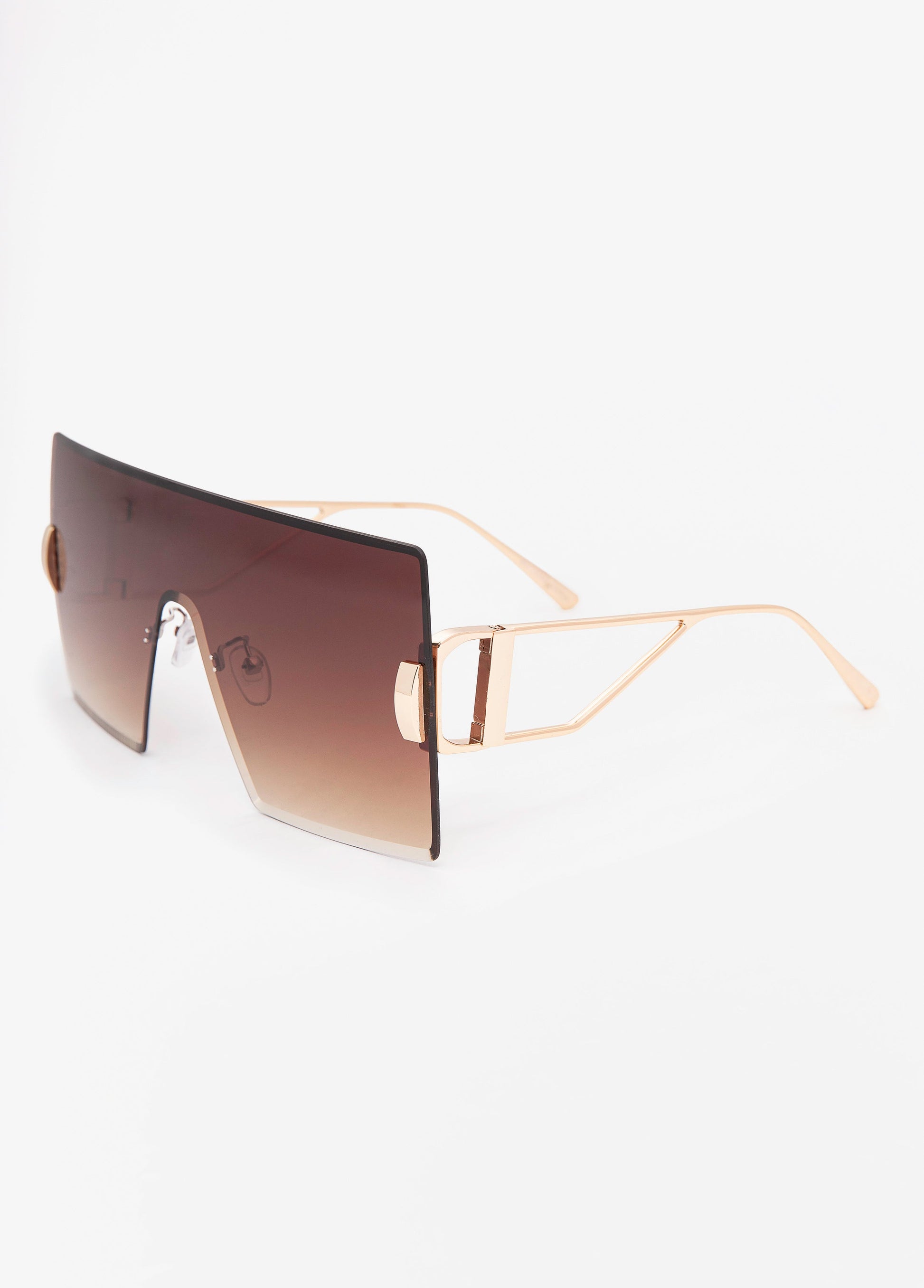 Ashley Stewart Rimless Shield Sunglasses Brown