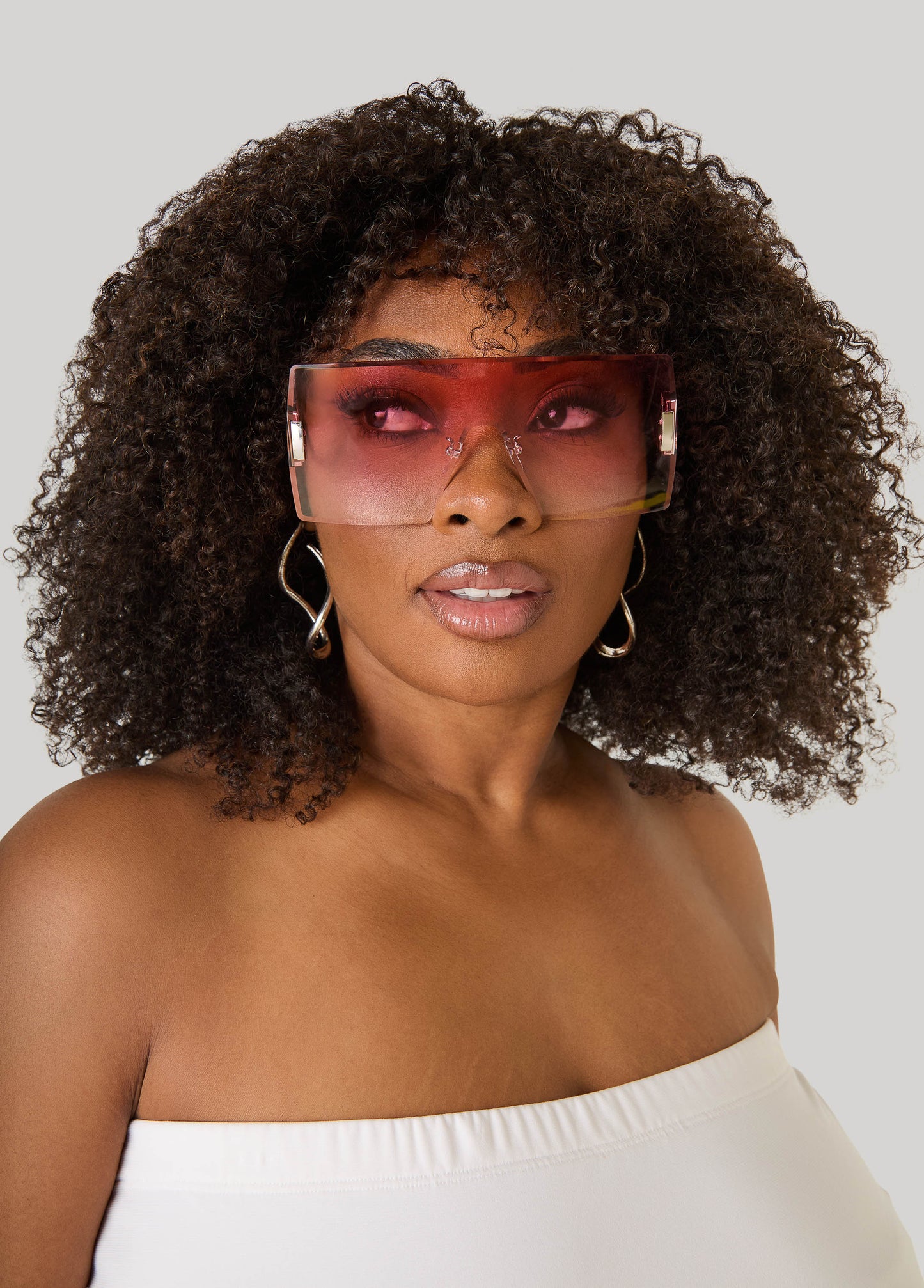 Ashley Stewart Rimless Gradient Shield Sunglasses Pink