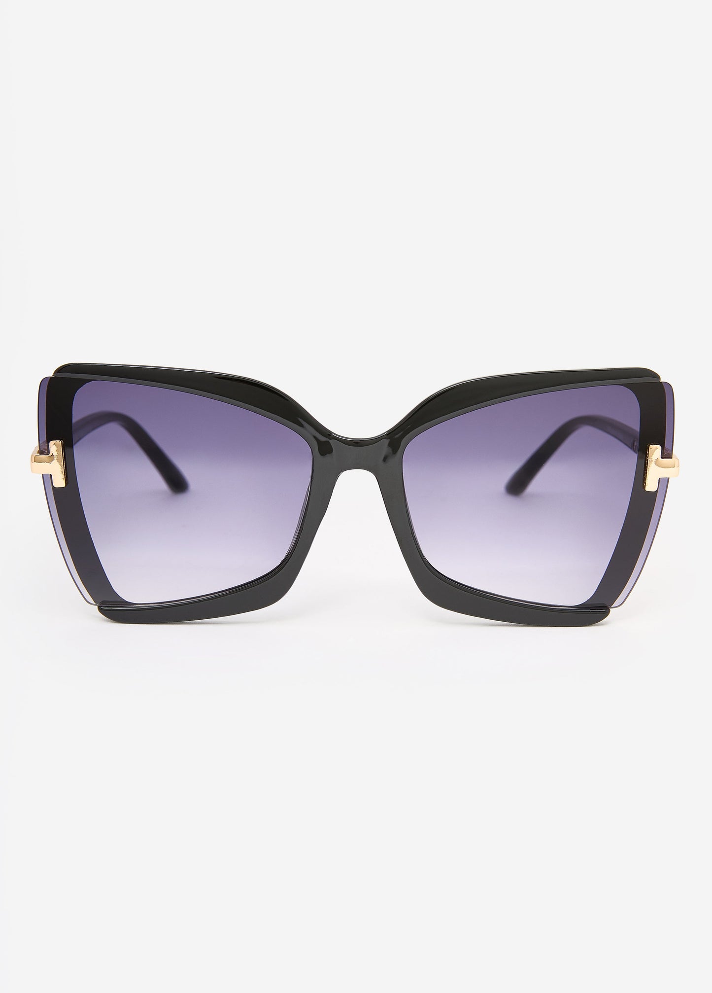 Ashley Stewart Tinted Square Frame Sunglasses Black