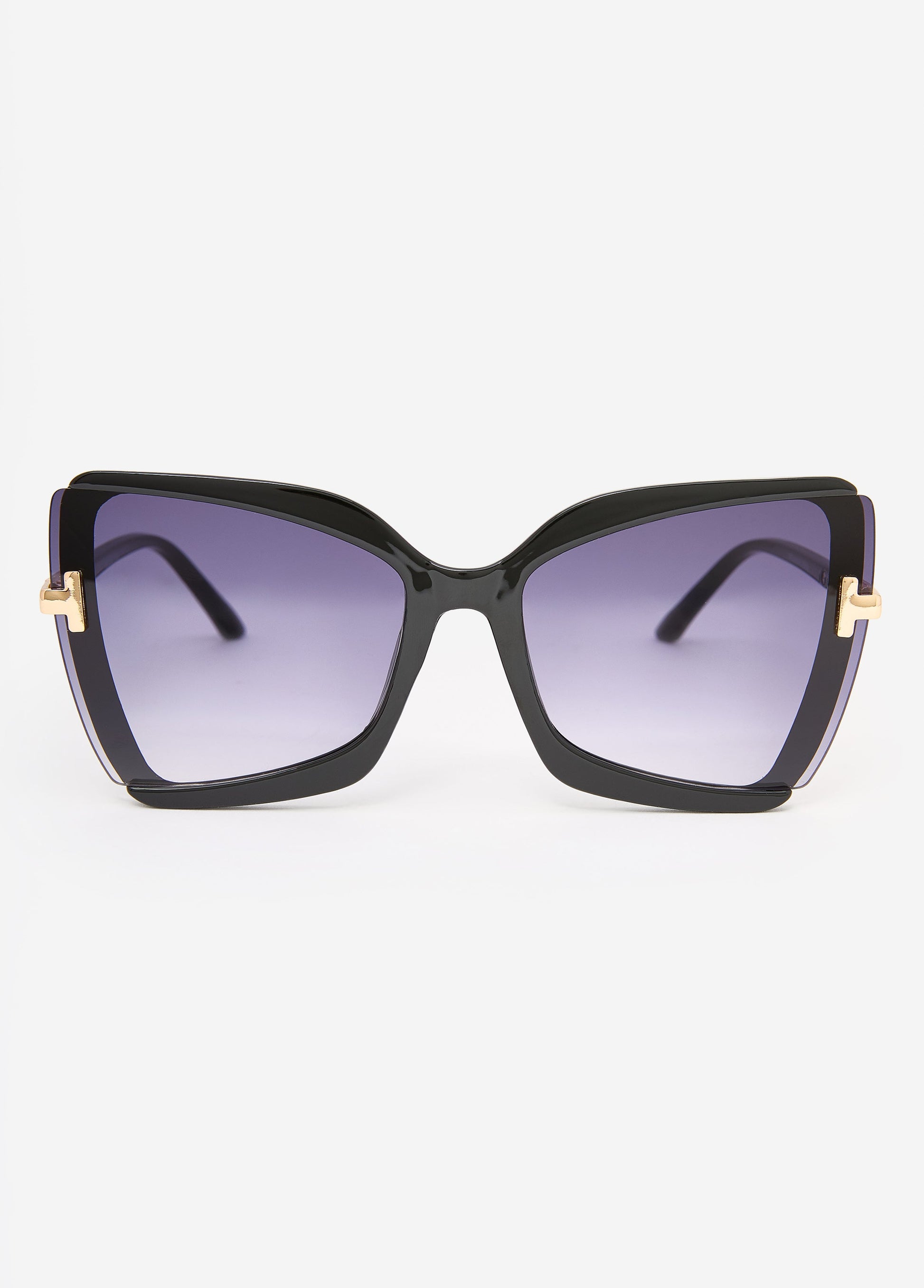 Ashley Stewart Tinted Square Frame Sunglasses Black