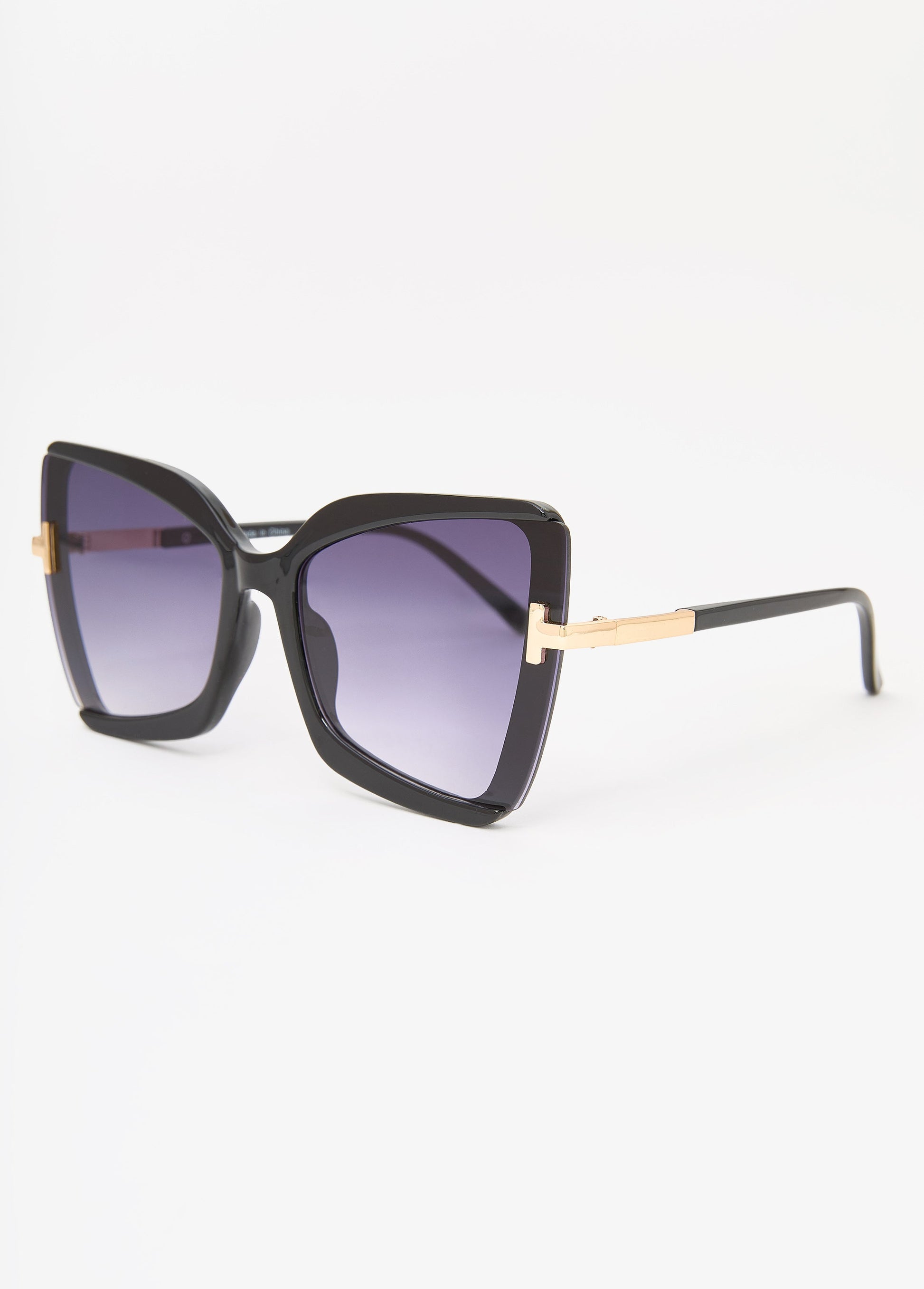 Ashley Stewart Tinted Square Frame Sunglasses Black