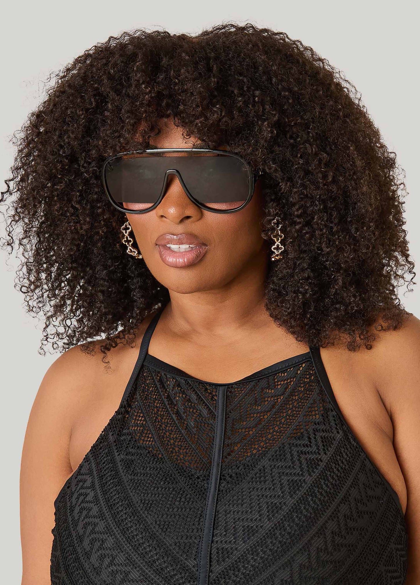 Ashley Stewart Cutout Aviator Sunglasses Black