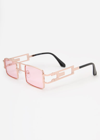 Ashley Stewart Tinted Rectangle Frame Sunglasses Pink