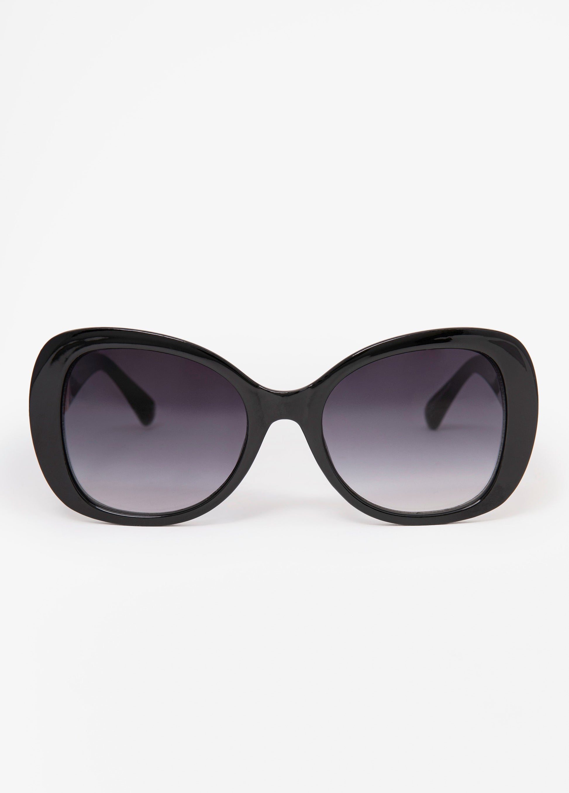 Ashley Stewart Chain Trim Round Frame Sunglasses Black