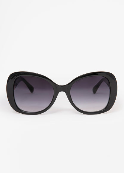 Ashley Stewart Chain Trim Round Frame Sunglasses Black